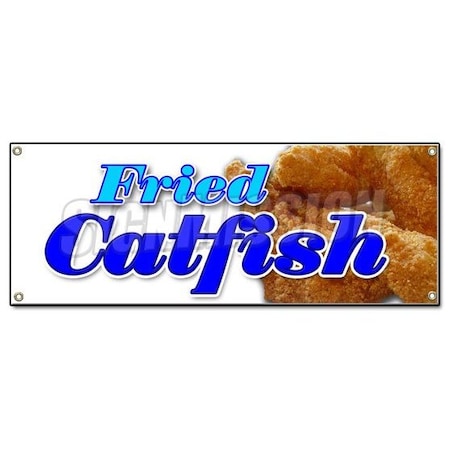 Signmission FRIED CATFISH BANNER SIGN fresh lunch dinner local platter sandwich french fries B-Fried Catfish